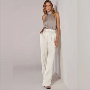 Favorite Daughter The Satin Favorite Pant in Ivory Cream